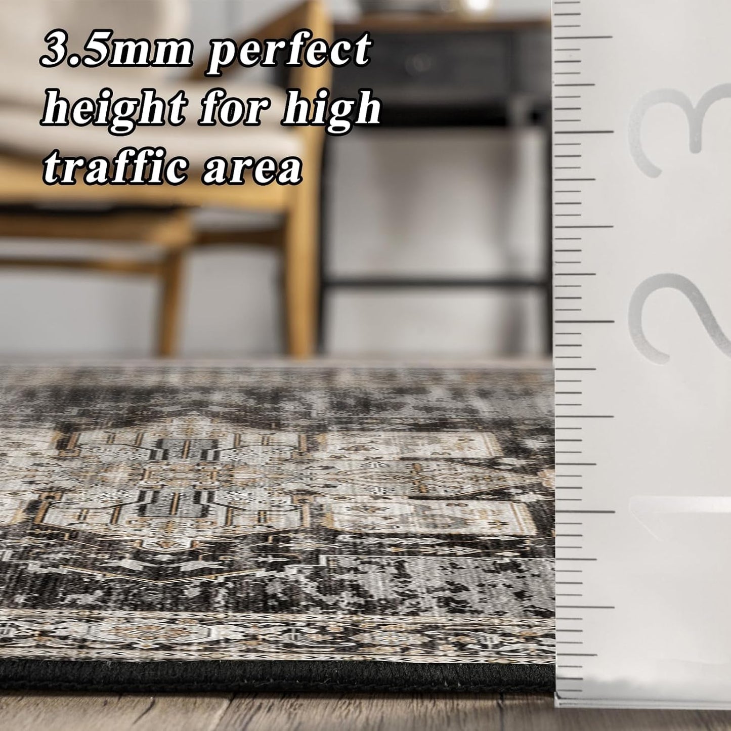 RUUGME Washable 2x3 Entryway Rug - Non-Slip Indoor Door Mat for Bathroom & Kitchen - Black Farmhouse Decor
