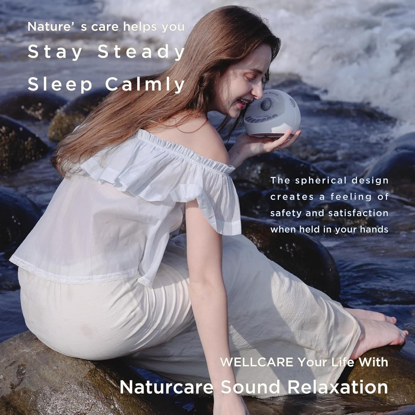WELLCARE Sound Machine - White Noise & Nature Sounds for Sleep | Adjustable Volume & Timer