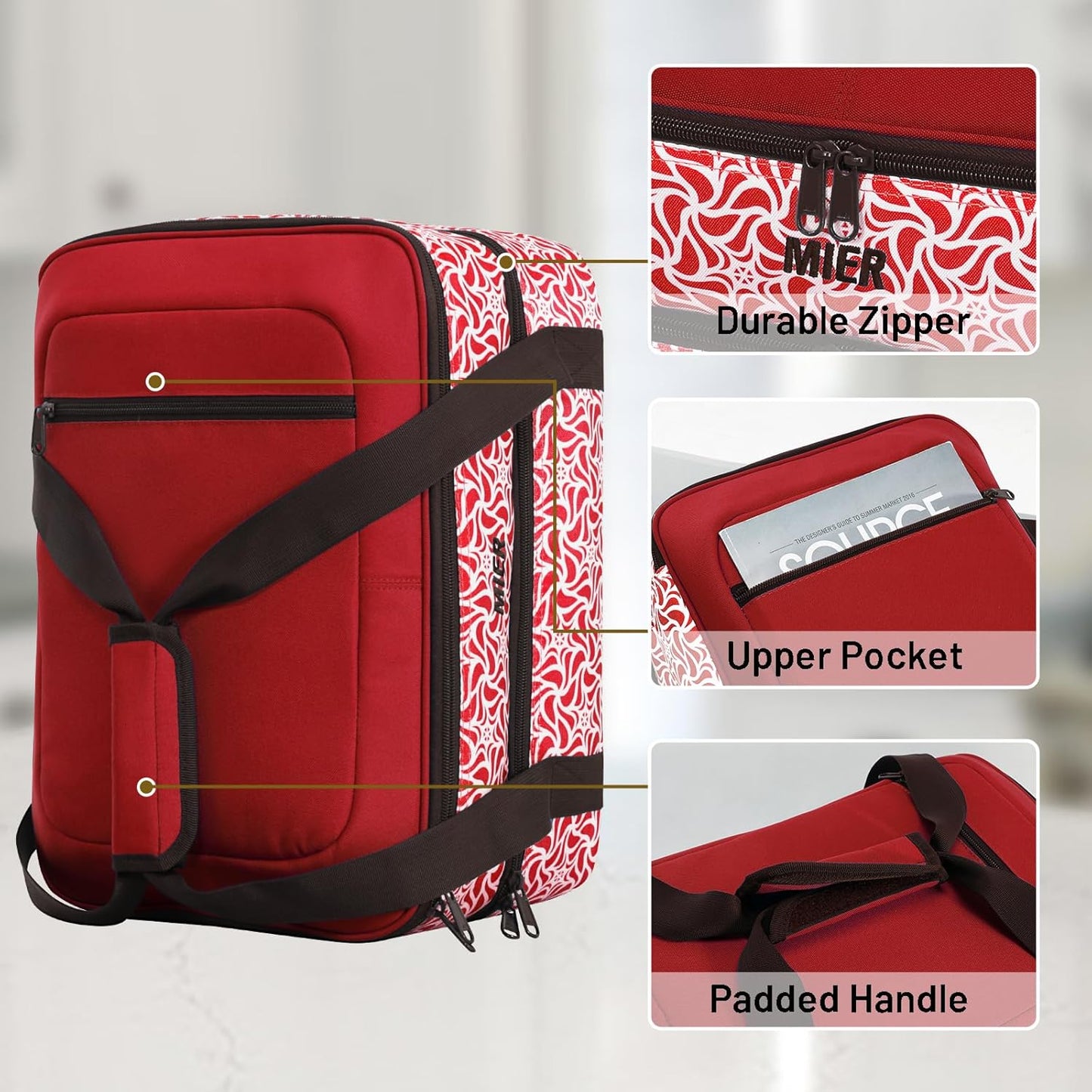 MIER Insulated Casserole Carrier - Double Food Carrier Bag for 9"x13" Dishes | Red Thermal Holder for Hot or Cold Food