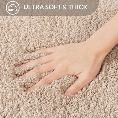 Exclusivo Mezcla Bathroom Rugs - Extra Soft Non-Slip Microfiber Mat 17x24 | Quick Dry, Solid Camel