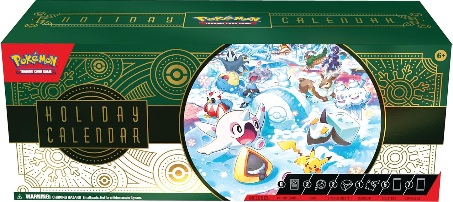 Pokémon TCG Holiday Calendar - 8 Foil Promo Cards, 5 Booster Packs & Exclusive Collectibles