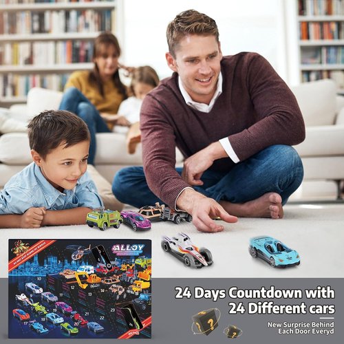 24 PCS Advent Calendar by Play Vehicles - Christmas Countdown Surprise Toys for Boys
