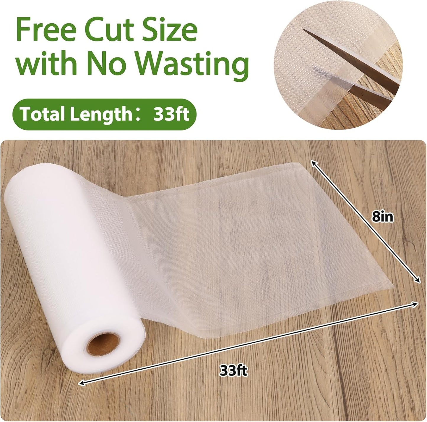 Moretoes Vacuum Sealer Bags - 3 Rolls of 8" x 33' BPA-Free Food Storage Bags for Sous Vide & Meal Prep