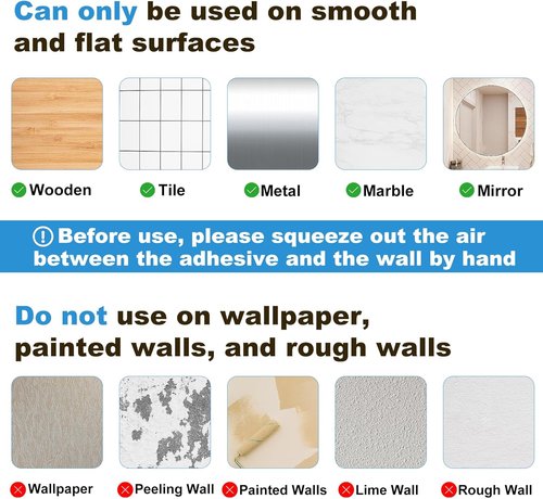 Adhesive Shower Caddy - 2 Pack Acrylic Bathroom Shelves | No Drill Wall Mount Organizer