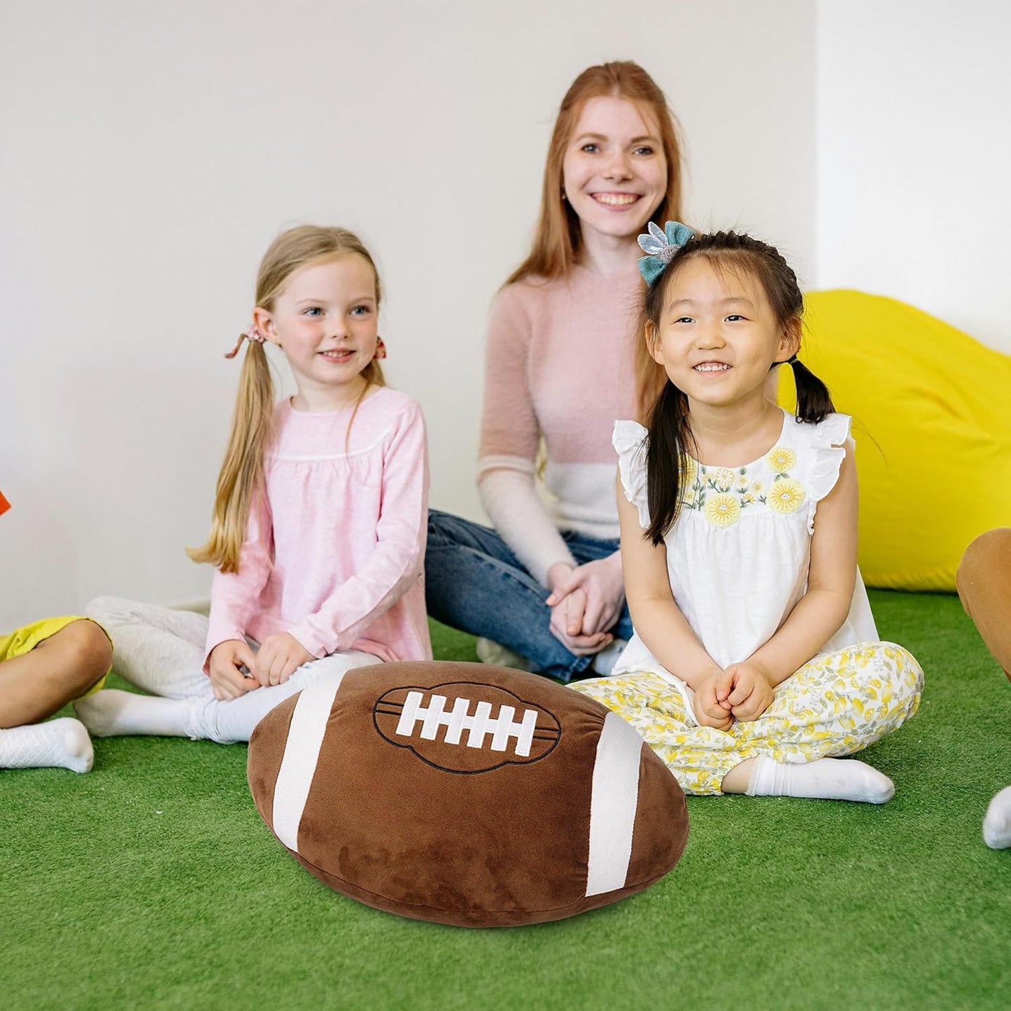 OurHonor Football Plush - 18" Soft Fluffy 3D Stuffed Football Pillow | Cute Indoor Outdoor Toy Gift