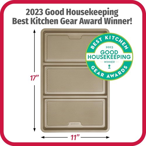 GoodCook Non-Stick Divided Sheet Pan - 3-in-1 Textured Baking Dish | 11 x 17-Inch Scratch-Resistant Carbon Steel