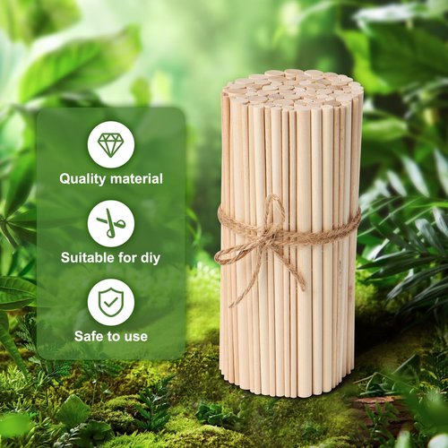 HAPY SHOP 100 Pieces Wooden Dowel Rods Assorted Sizes Wooden Dowels 1/8, 3/16, 1/4, 5/16, 3/8 x 6 Inch Wood Craft Dowel Rods for Crafts and DIY
