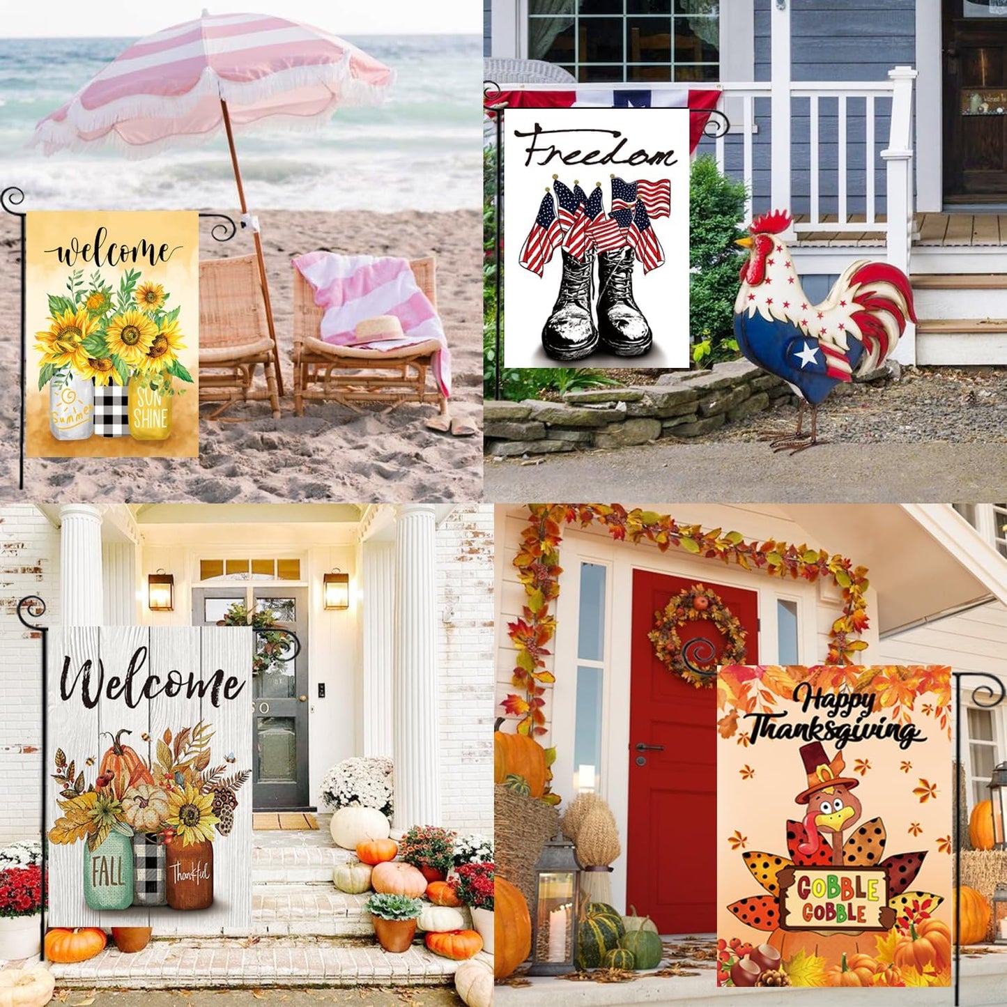 Seasonal Garden Flags by [Brand Name] - Set of 12 Double-Sided 12 x 18 Inch Yard Flags for All Seasons