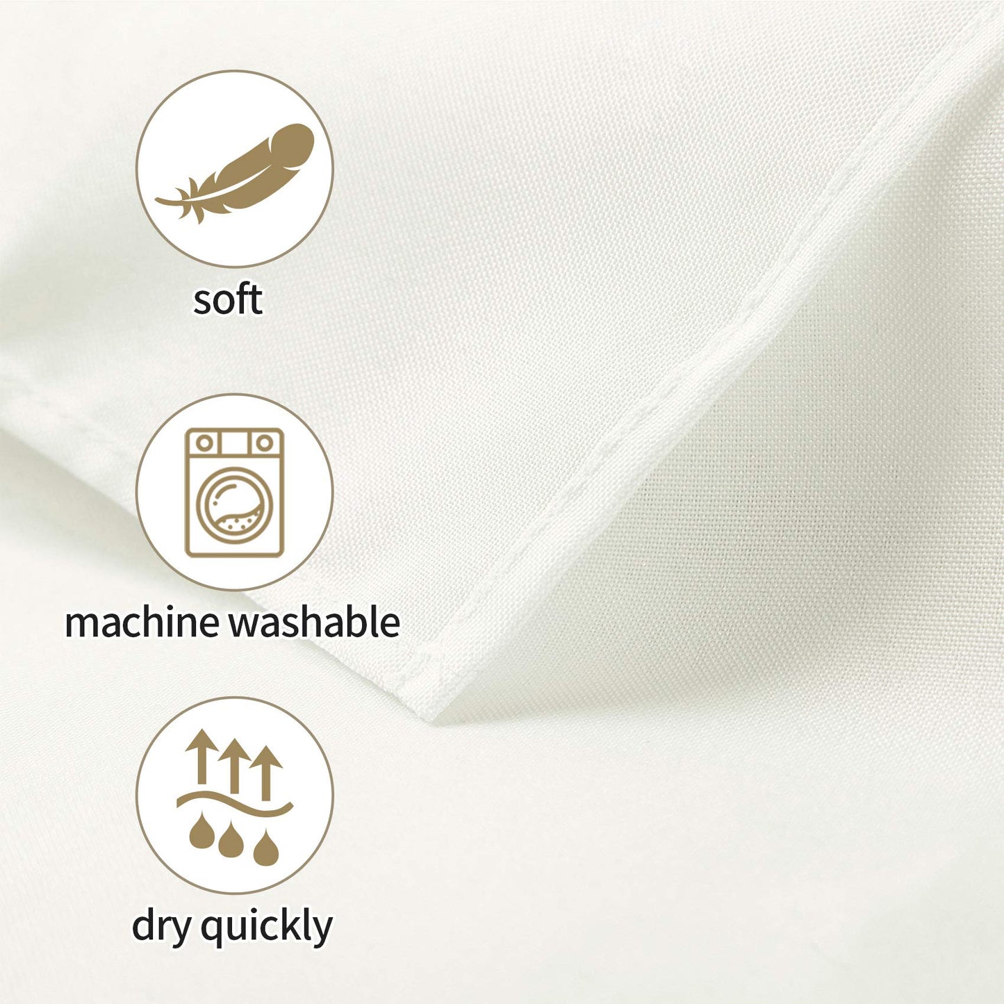 Ascoza 2pack 60x102 Inch Ivory Rectangular Tablecloth 6 Feet Table Cloth in Polyester Fabric for Wedding/Banquet/Restaurant/Parties