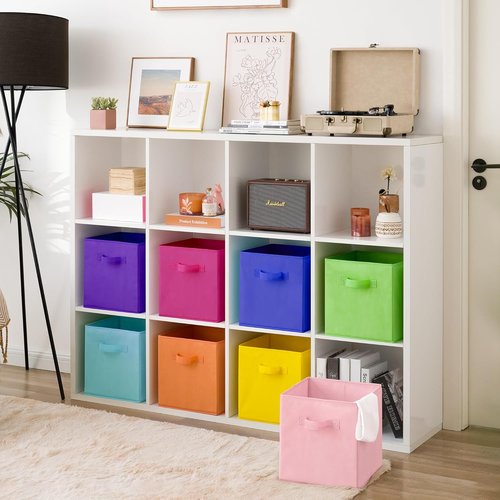 Granny Says 11-Inch Cube Storage Bins - Colorful Fabric Organizers for Kids' Rooms | 8-Pack Rainbow Design