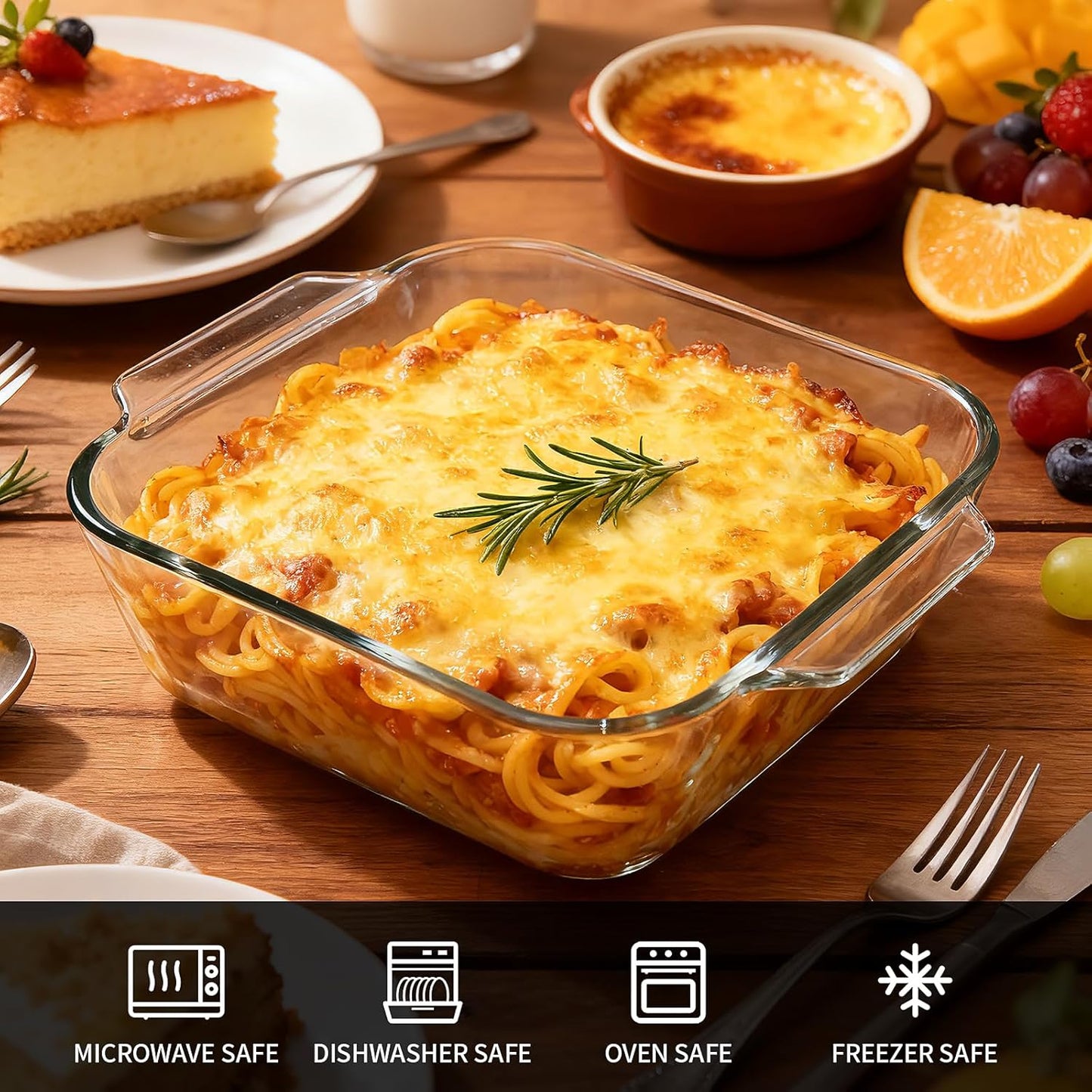 Regine Switzerland 6"x6" Baking Pan Set - Durable Glass Bakeware for Casseroles & Brownies | Perfect for Oven, Microwave & Air Fryer