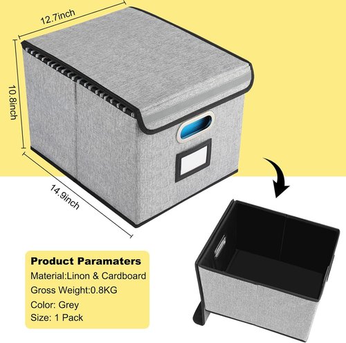 EXLIFBAG Portable File Organizer Box - Collapsible Storage Solution for Home/Office | 3 Pack