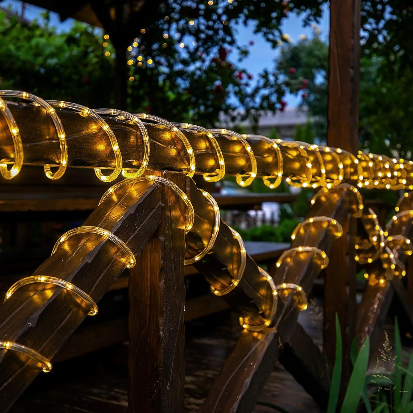 Skiennix Solar Rope Lights - 132ft 400LED Waterproof String Lights | 8 Modes for Outdoor Decor - Warm White