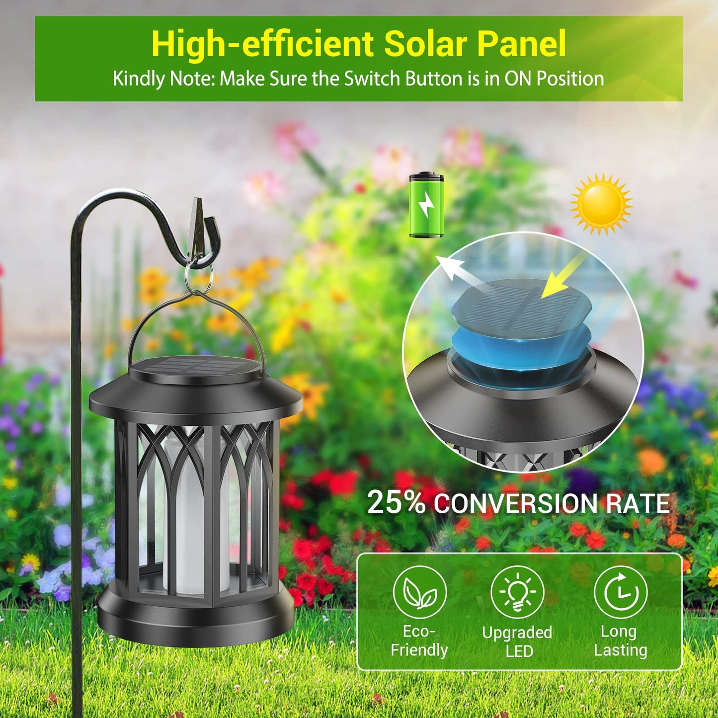 KOOPER 6 Pack Solar Lantern Outdoor Lights, Upgraded Flickering Flame Solar Lanterns Outdoor Waterproof, Auto ON/Off Lanterns Decorative Outdoor, Hanging Lantern for Yard Patio LawnTable Garden Decor