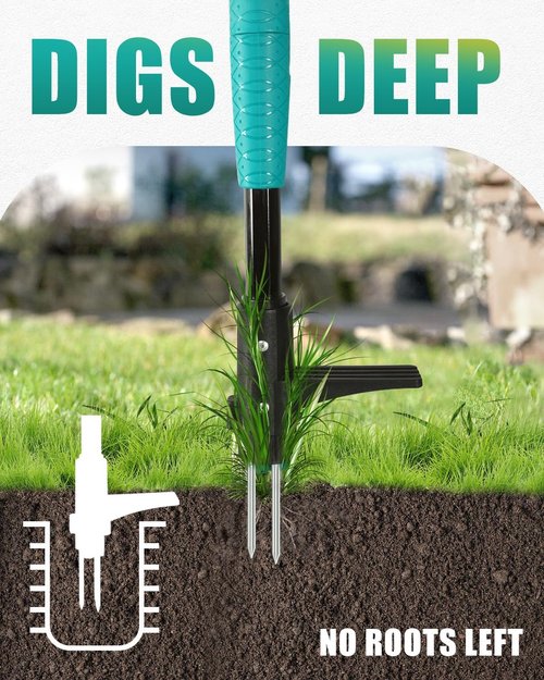 Breeze Touch 39" Weed Puller Tool - Heavy-Duty 3-Claw Detachable Weeder for Lawn & Garden