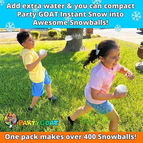 **PARTY GOAT Instant Snow Powder - Create 7 Gallons of Fake Snow for Sensory Play | 18oz Pack**