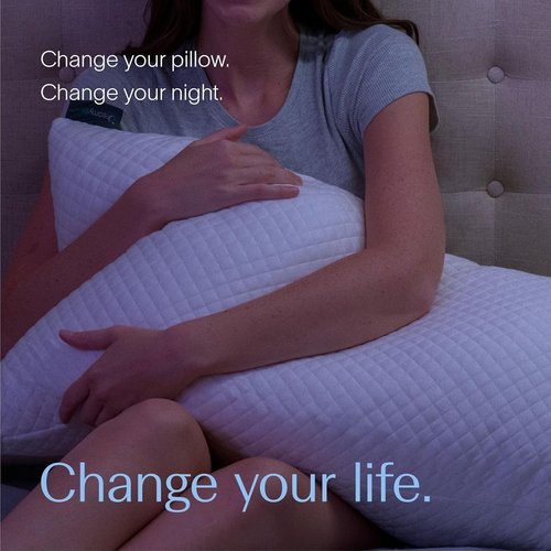 DreamyBlue Signature Pillow - Adjustable Loft Shredded Memory Foam | Washable Bamboo Rayon Cover - Queen Size