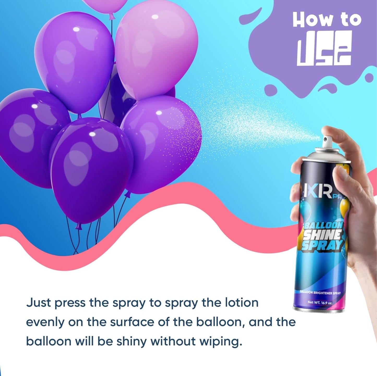 **ixirpro Balloon Shine Spray - Instant High Gloss Finish for Party Decorations | 2 x 16.9 oz**