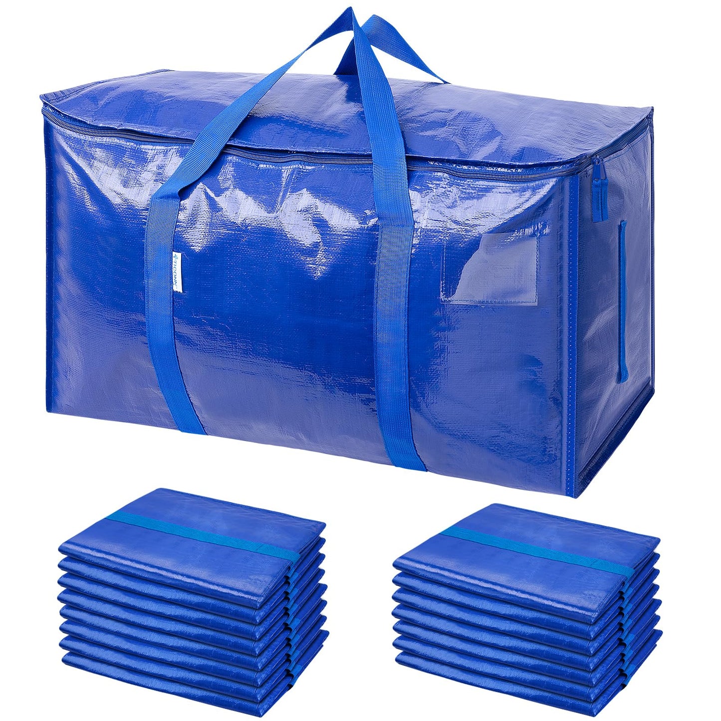 TICONN 16 Pack Extra Large Moving Bags with Zippers & Carrying Handles, Heavy-Duty Storage Tote Moving Boxes for Space Saving (16 PK, 30 Gallon)