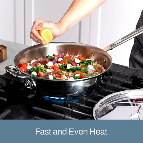 All-Clad D3® Stainless Steel 4 Quart Sauté Pan With Lid | Oven Safe & Induction Compatible Cookware