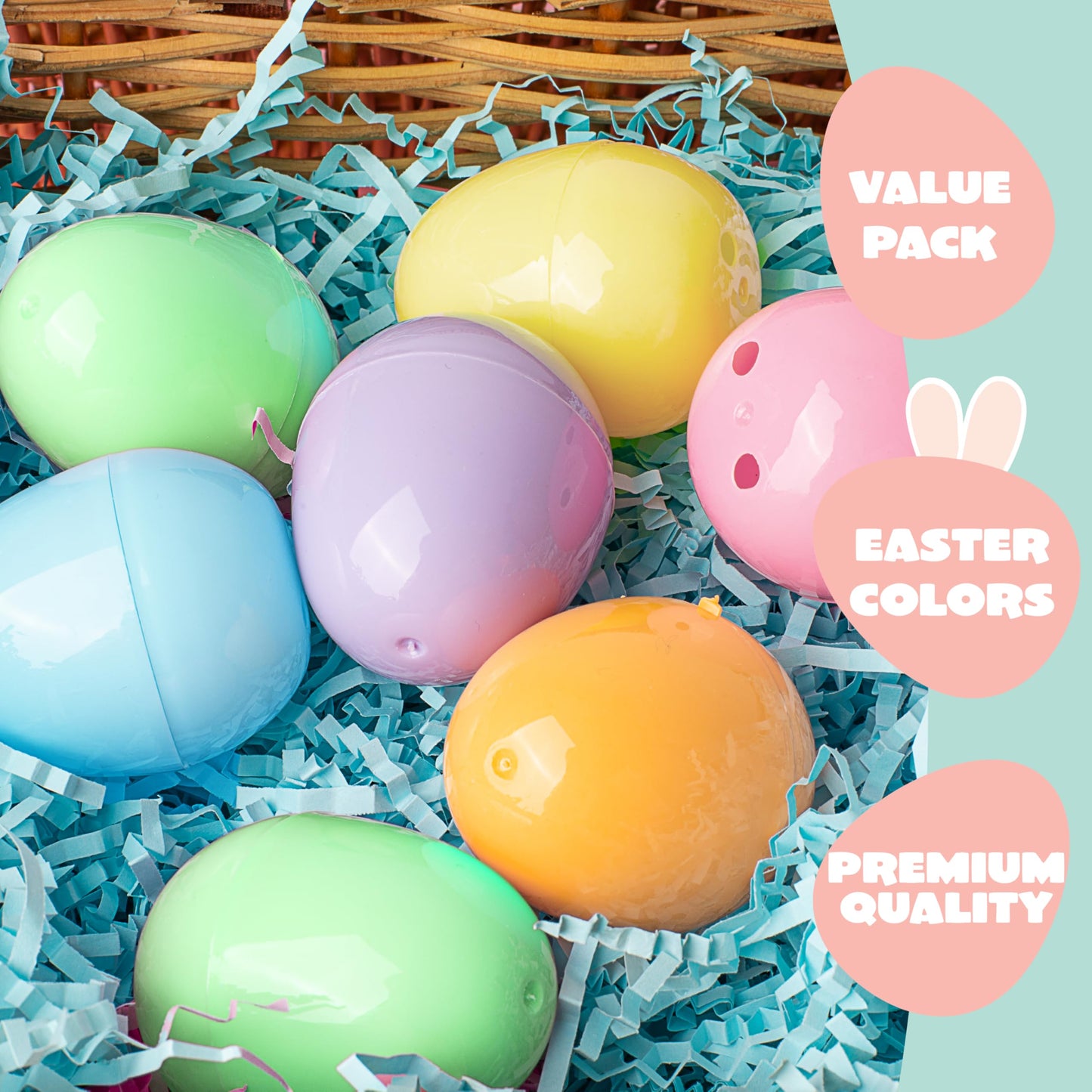 JOYIN 25PCS Pastel Easter Eggs, 2.3" Empty Plastic Eggs, Colorful Plastic Eggshell Bulks for Easter Hunt, Filling Treats, Party Favor, Easter Basket Stuffers, Classroom Prize Supplies