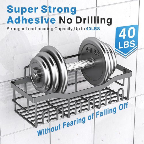 EUDELE Shower Caddy - 2 Pack Adhesive Organizer for Bathroom & Kitchen Storage | Rustproof Stainless Steel