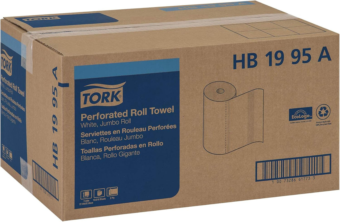 Universal Perforated Towel Roll - Two-Ply, 11 x 9 Inches, White, 210 Sheets Per Roll