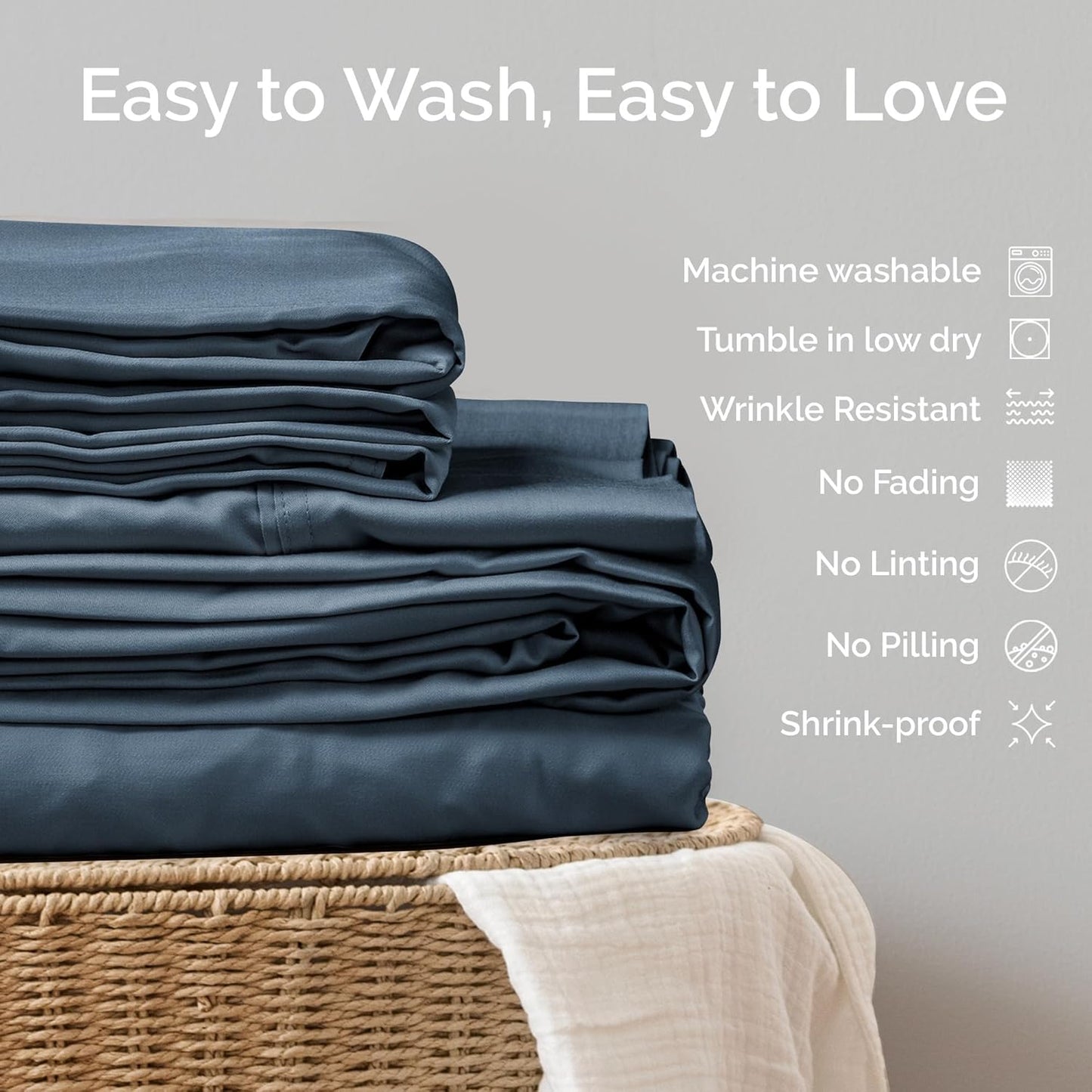 Viscose Bamboo Twin XL Sheets - Cooling Bedding Set for Hot Sleepers | Silky Soft 16-Inch Deep Pocket, Storm - 3PC
