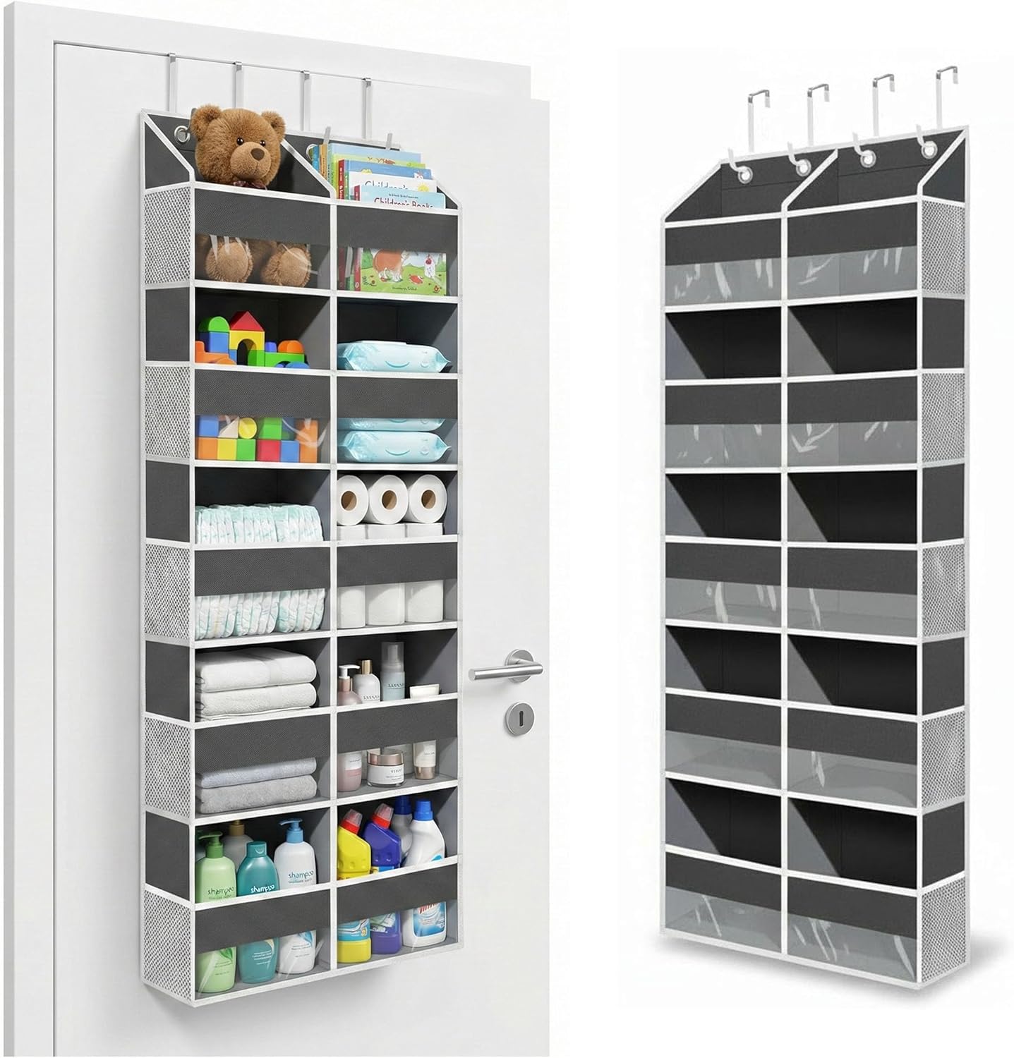 Skiennix 10-Pocket Over-The-Door Organizer - Heavy-Duty 600D Oxford Fabric with Upgraded Hooks | Ideal for Dorm, Closet, Bathroom Storage