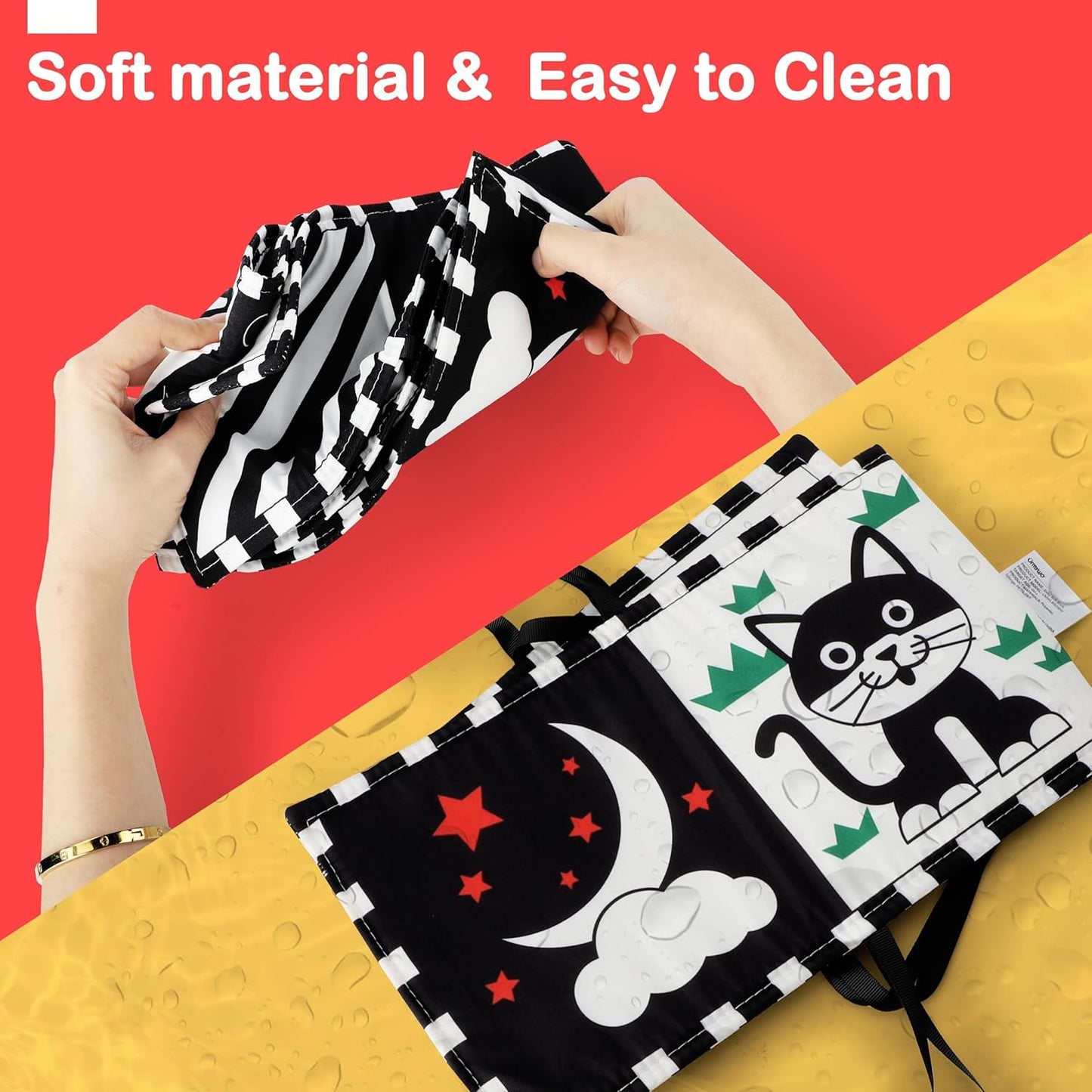 URMYWO Black and White Baby Toy - High Contrast Tummy Time Sensory Book for Newborns 0-12 Months
