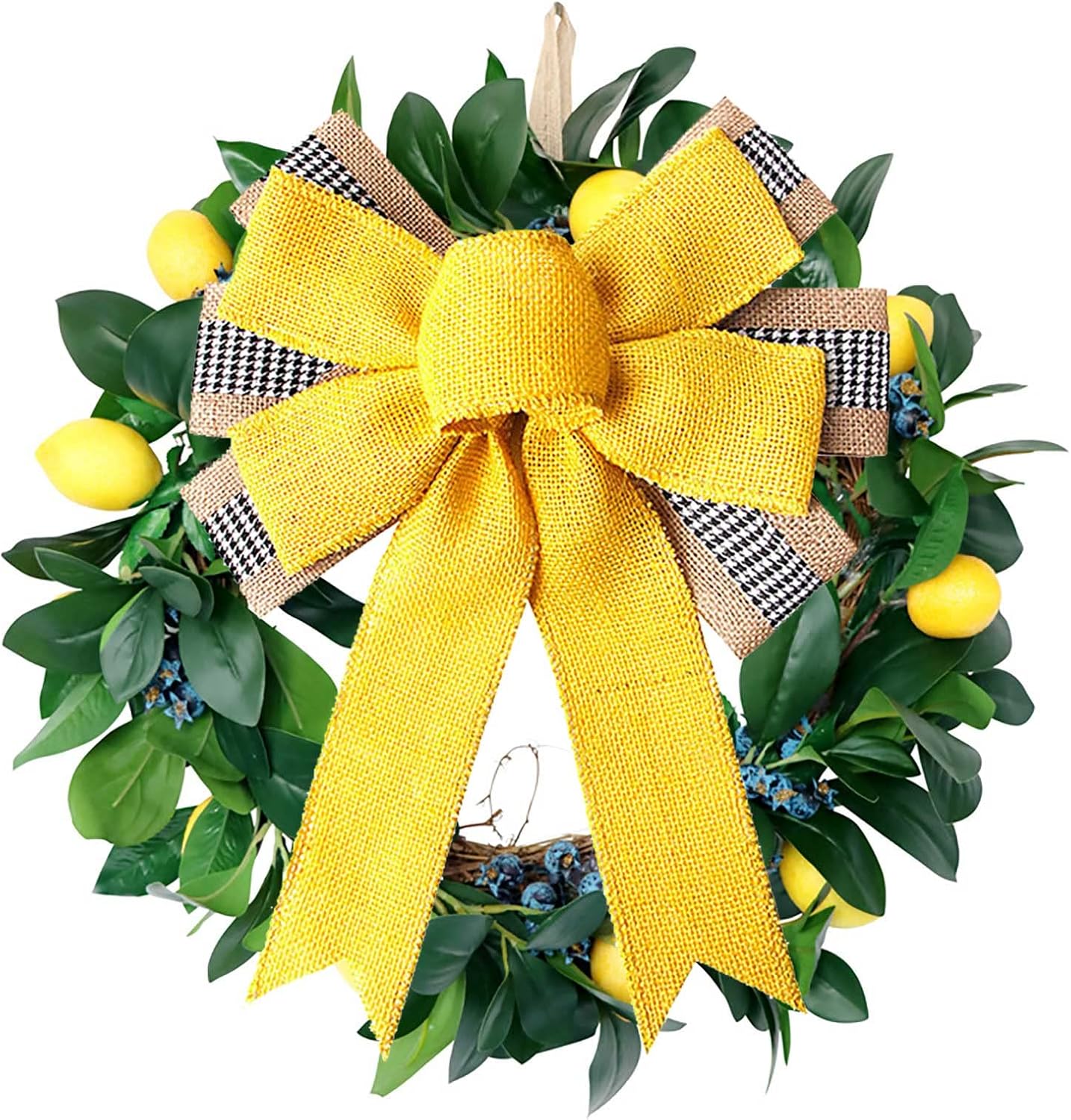Regine Switzerland Large Yellow Burlap Wreath Bow - Perfect Tree Topper for Spring & Summer Decor