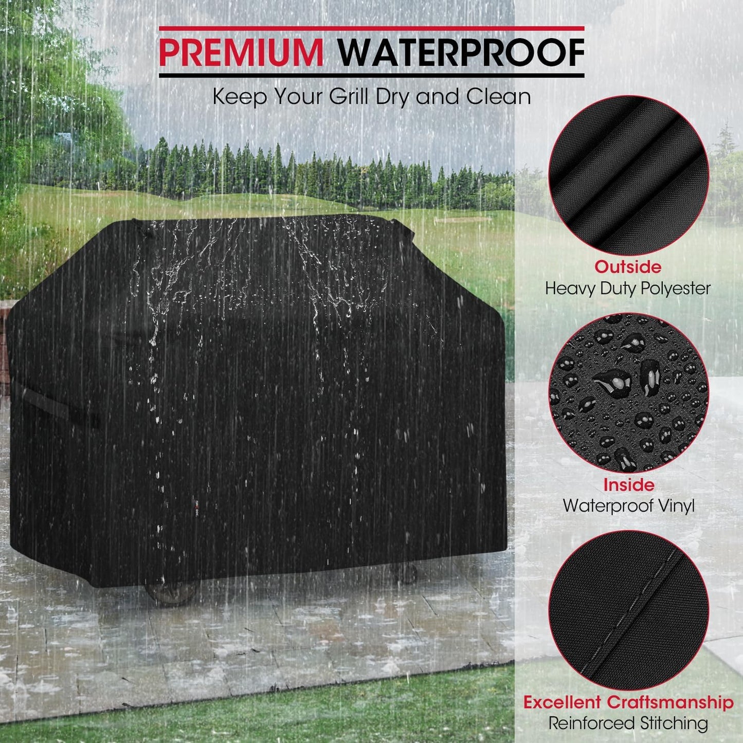 Unicook 65 Inch Grill Cover - Heavy Duty Waterproof BBQ Cover for Weber Genesis II 400 Series
