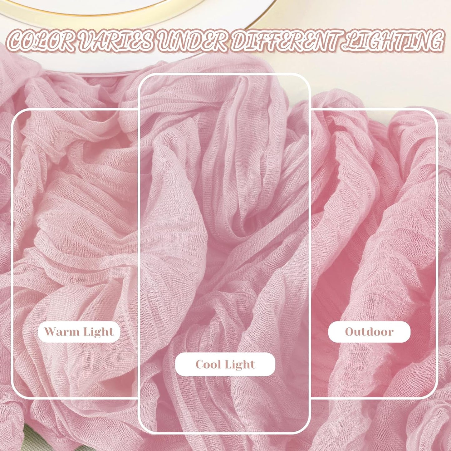 Skiennix 2 Pack Pink Cheesecloth Table Runners - 10Ft Boho Gauze for Weddings & Events | 120 Inches Long