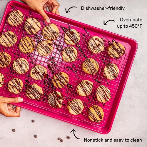 Great Jones Big Chill Cooling Rack - Heavy-Weight Aluminized Steel, Nonstick, 16.9" x 11.4", Blueberry