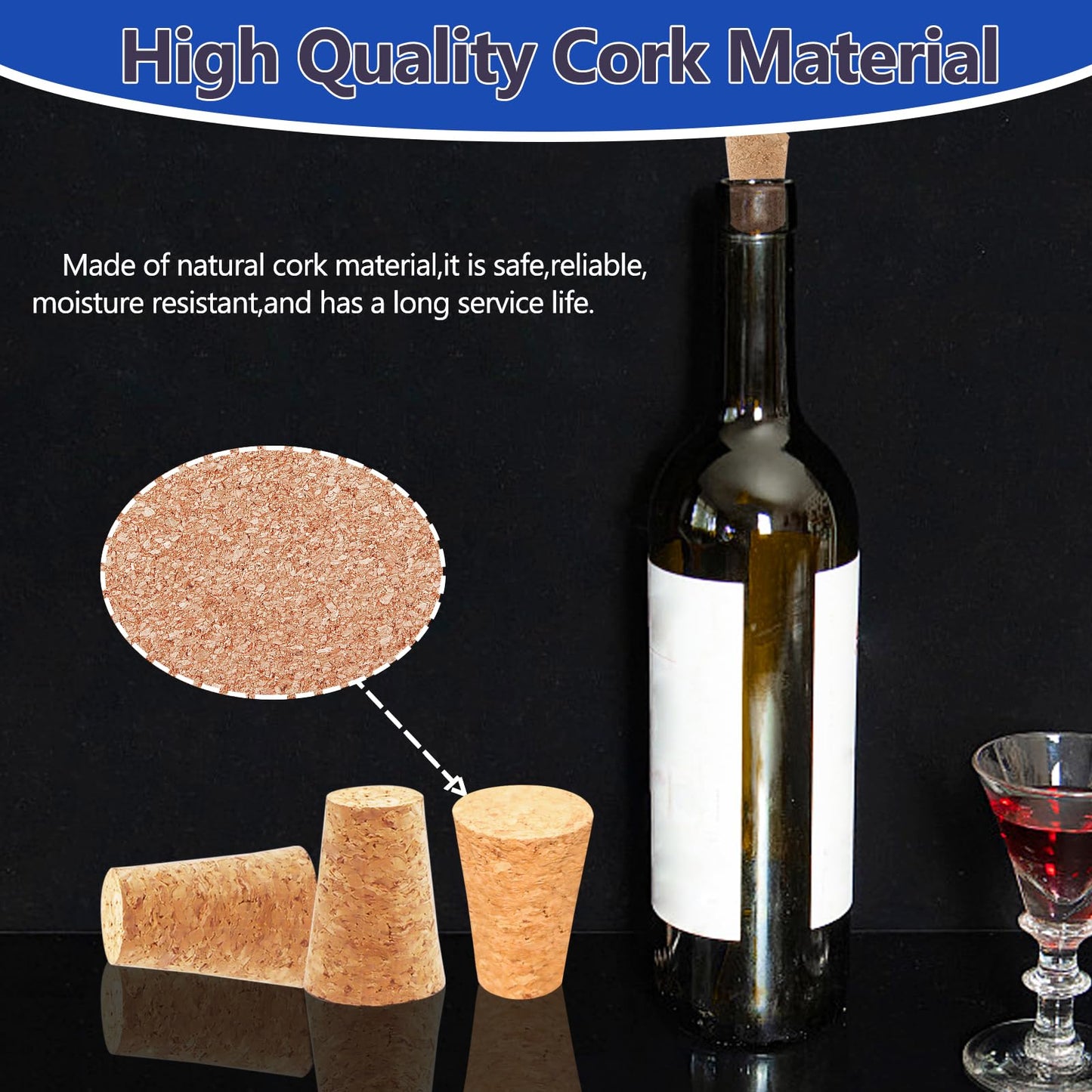 Klfte 25Pack Cork Stoppers, Small Soft Wood Tapered Corks for Wine, Beer & Liquor Bottles, DIY Crafts 0.94" x0.67"x 1.38"