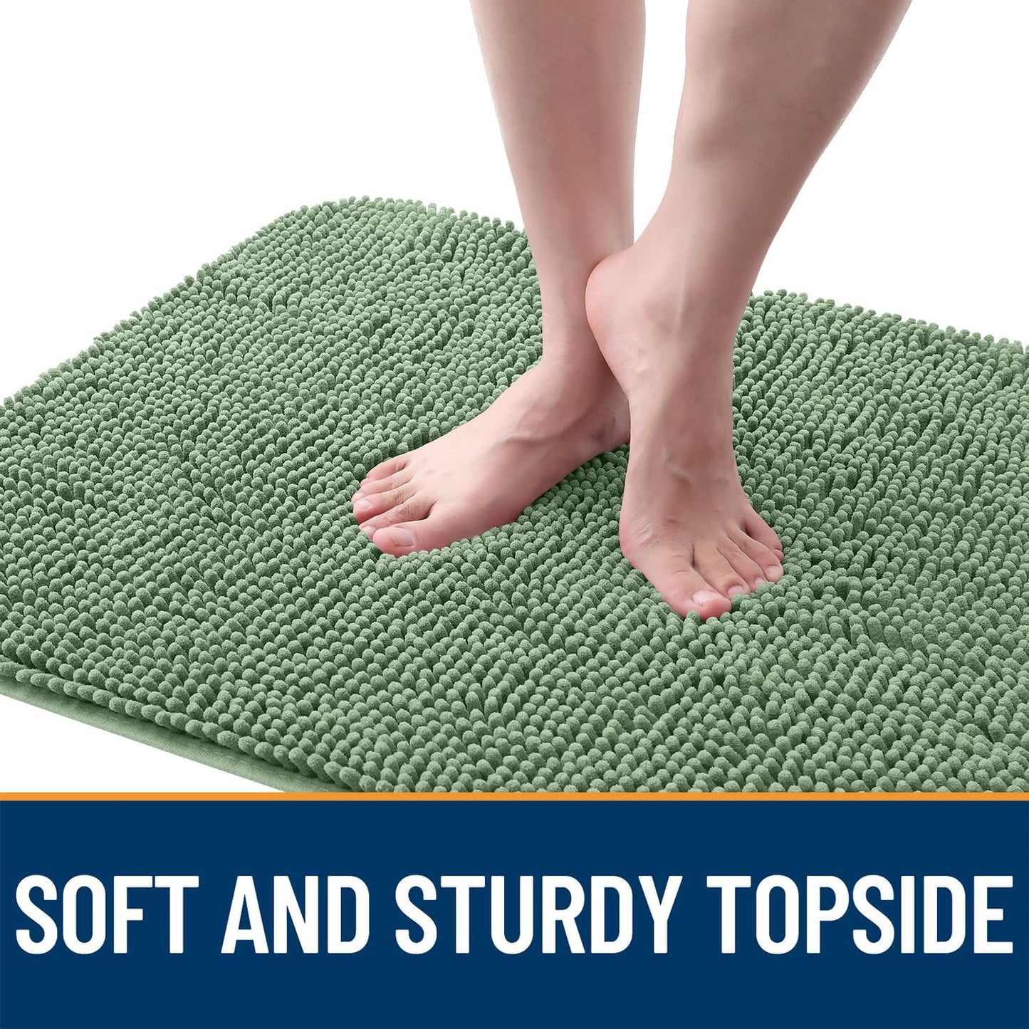 OLANLY Dog Door Mat - Absorbent Non-Slip Mud Mat for Muddy Paws | 70x24 Inches, Quick Dry Chenille, Olive Green