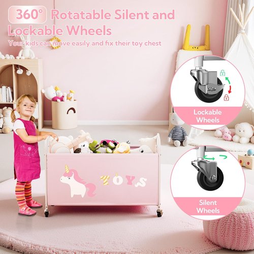 Granny Says Toy Box - Extra Large Kids Storage Chest with Wheels | 135L Pink Organizer for Toys