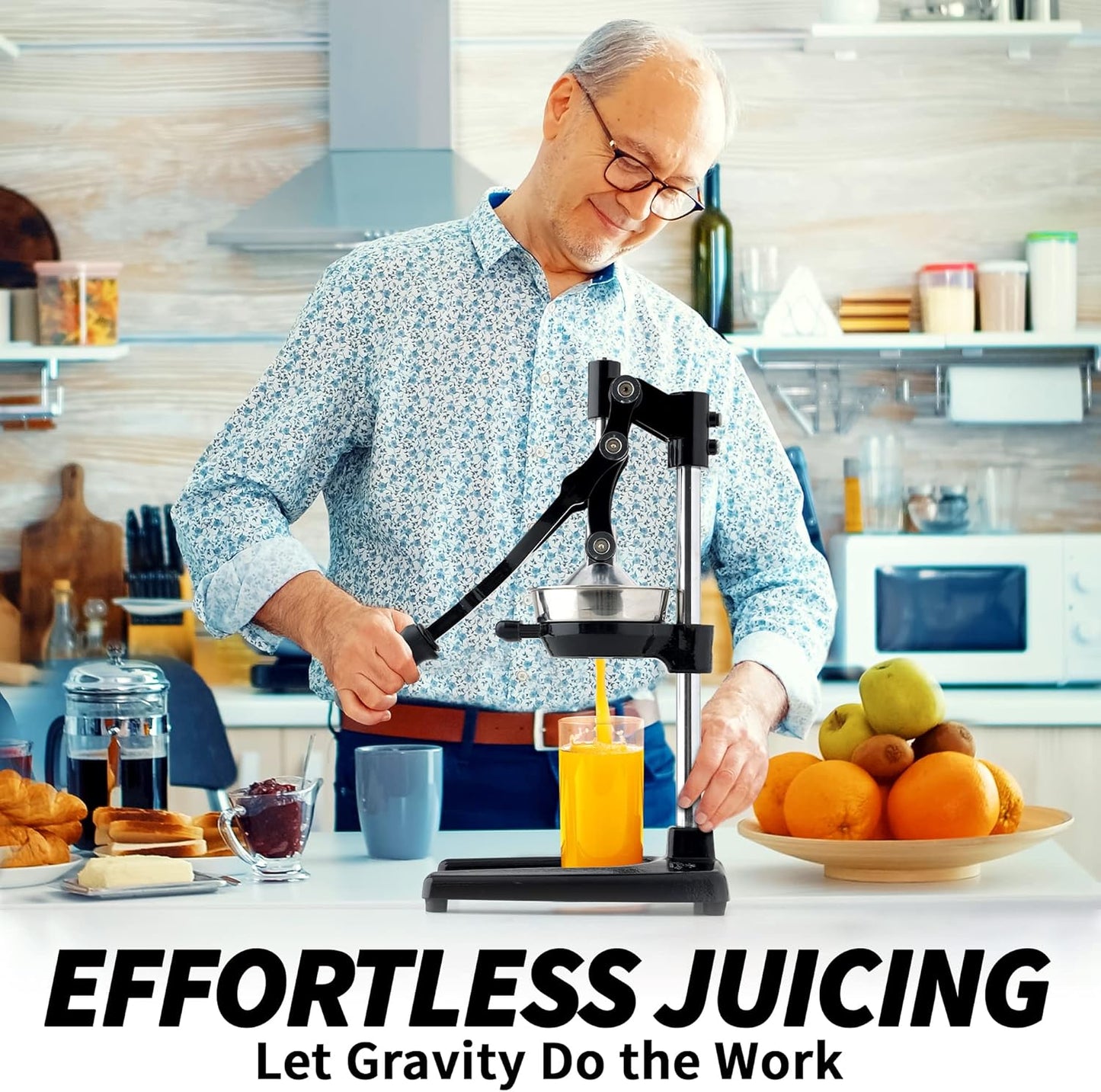 Zulay Kitchen Extra Tall Citrus Press - Manual Juicer for Orange Juice, Fits Tumblers & Tall Glasses