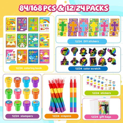 BenLouis Bible Coloring Set - Christian Inspirational Verses for Kids | 12-Pack Party Favors