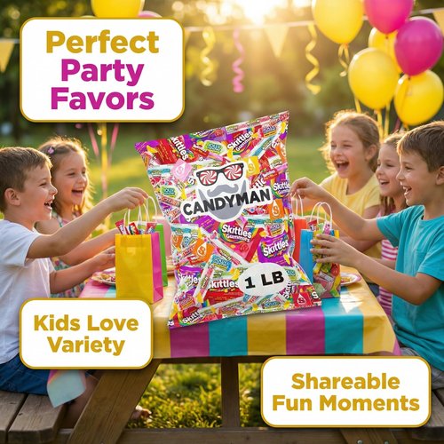 CANDYMAN Candy Mix Variety Pack, 1 lb Assorted Bulk Candy Individually Wrapped for Party Favors, Goodie Bags, Pinata Stuffers,