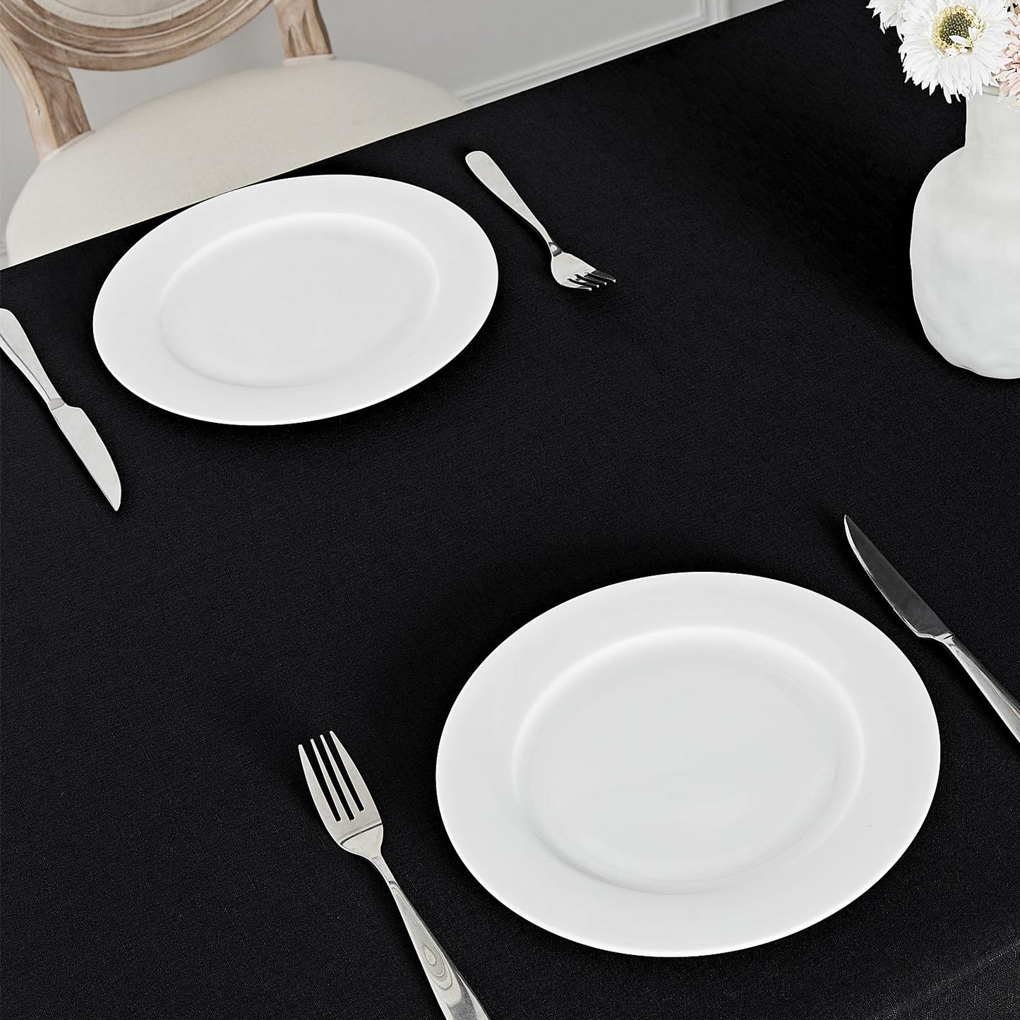 Veblandy Rectangle Tablecloth Waterproof 60x144 inch Linen Textured Table Cloth Stain and Wrinkle Resistant Washable, Decorative Fabric Table Cover for Dining, Party and Camping, Black