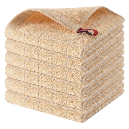 Homaxy 100% Cotton Terry Kitchen Dish Cloths, Ultra Soft and Absorbent Dish Towels for Kitchen, Suitable for Drying and Washing Dishes, 6 Pack, 12 x 12 Inches, Apricot