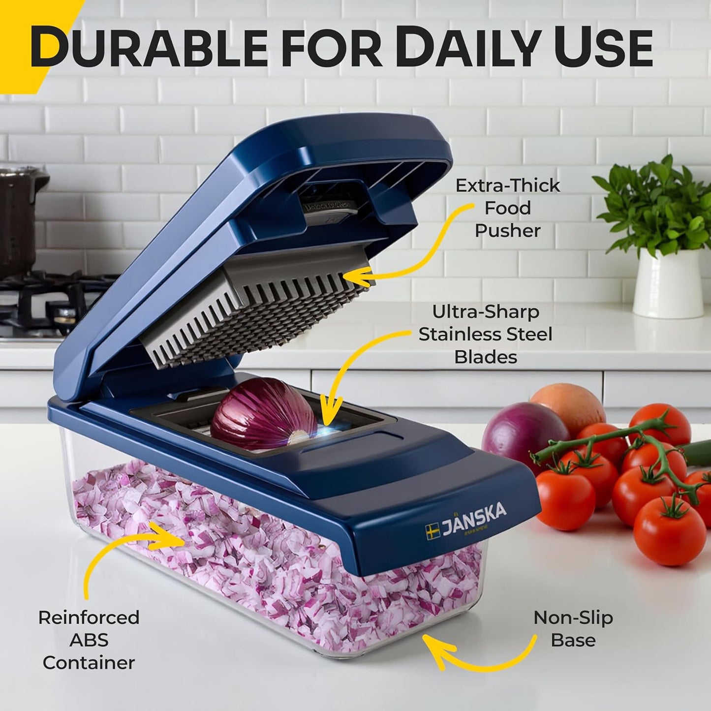 UltraChop 12-Blade Heavy Duty Vegetable Chopper - All-In-One Food Processor & Spiralizer | Blue