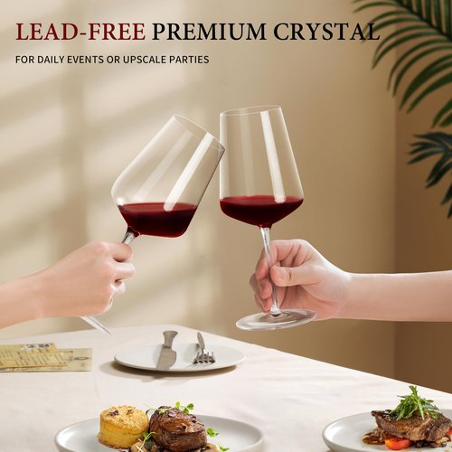 CnSneg Red Wine Glasses Set of 4, Hand Blown Stemmed Wine Glass 18oz, Premium Crystal White Wine Glasses for Christmas, Birthday, Wedding Gift