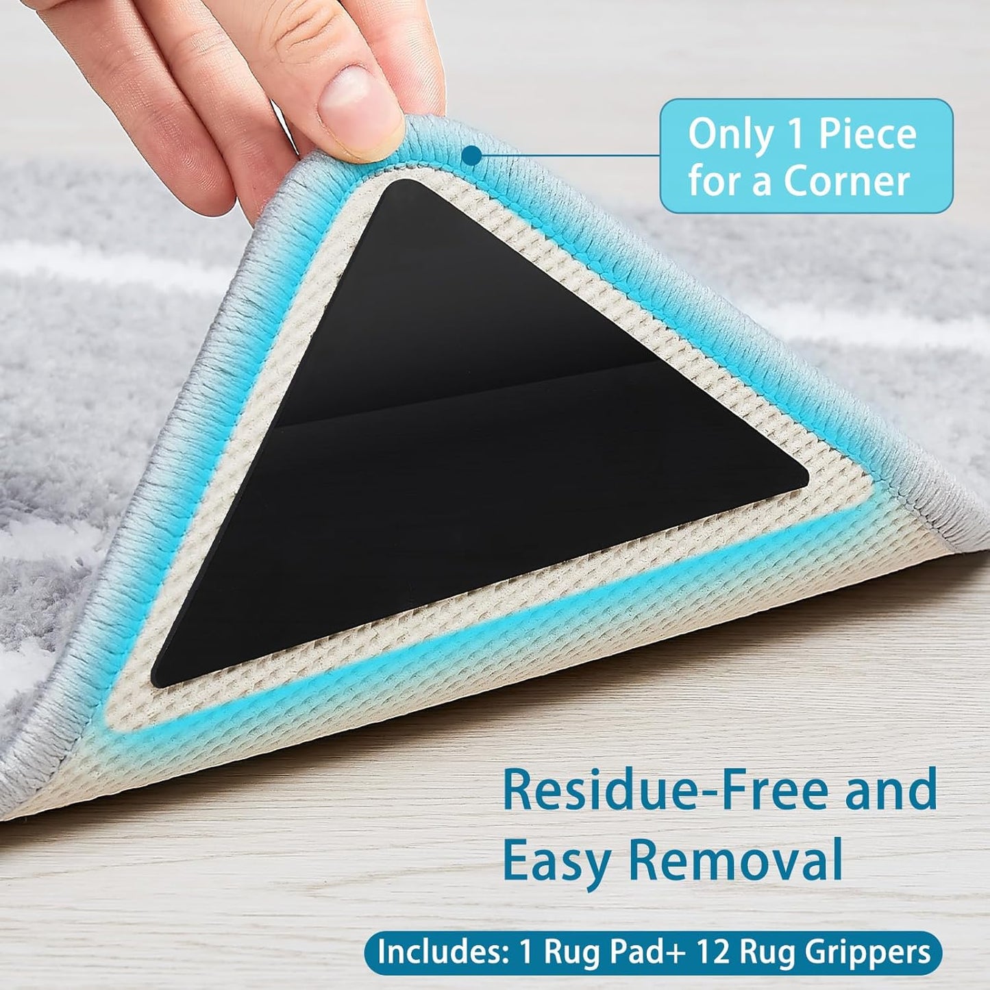 Veken Rug Gripper Pad - Non-Slip Cushion for Hardwood & Tile Floors | 12 Pcs, 2x3 Ft Anti-Skid Mat