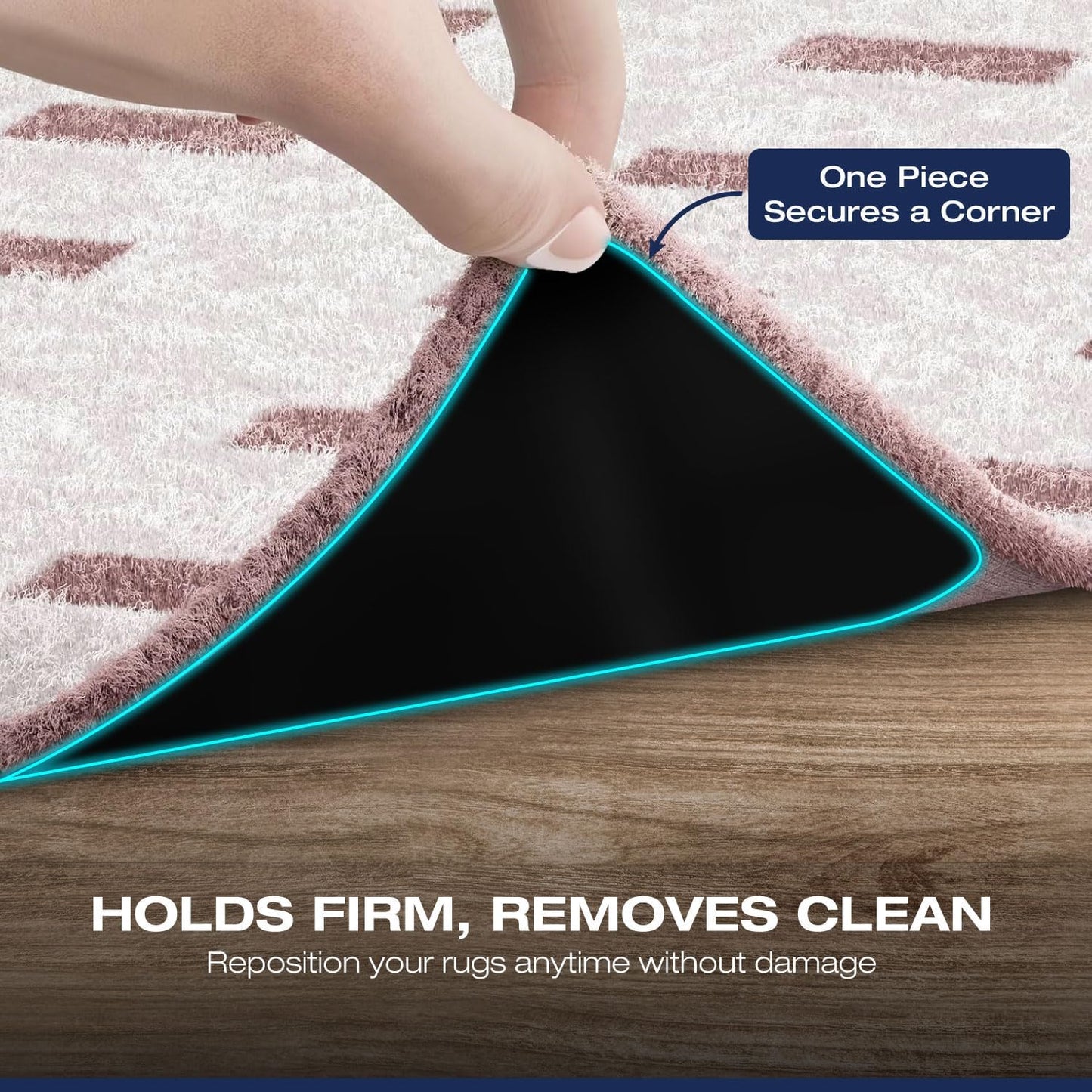 Skiennix Reusable Rug Grippers - Non-Slip Double-Sided Adhesive Pads for Hardwood & Tile | 8 Pieces