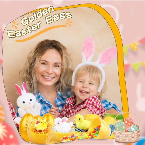 12 Pcs 6 Inch/ 8 Inch Golden Easter Eggs Plastic Jumbo Fillable Easter Eggs for Egg Hunt Game Easter Party Favors Decoration (Golden-6 Inch)