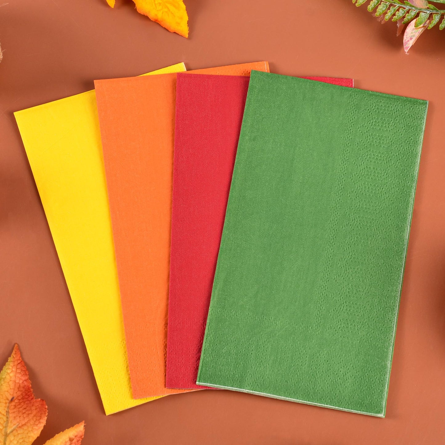 100 Pcs Fall Guest Paper Napkins Red Orange Yellow Green Thanksgiving Hand Towels Gradient Autumn Harvest Disposable 3 Ply Bathroom Napkins for Party Supplies Table Decor