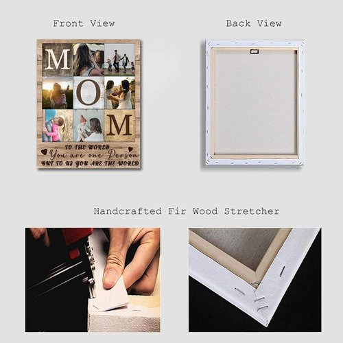 CSWMZQZY Custom Rustic Canvas Prints - Personalized Photo Collage Wall Art for Mother's Day | Unique Gift for Mom