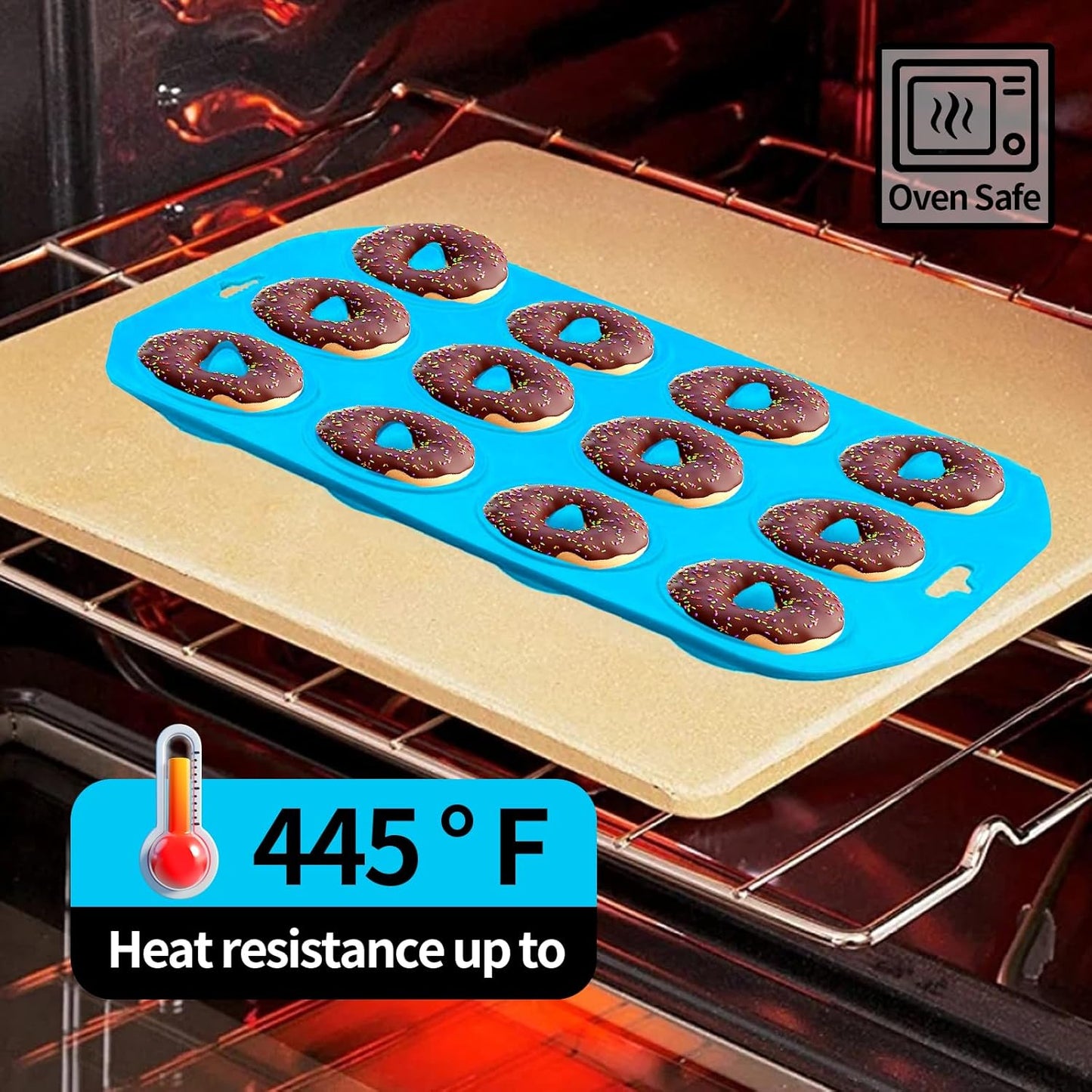 Skiennix Silicone Donut Pan - 12 Hole Mini Donut Molds | Heat Resistant & Non-Stick, Dishwasher Safe